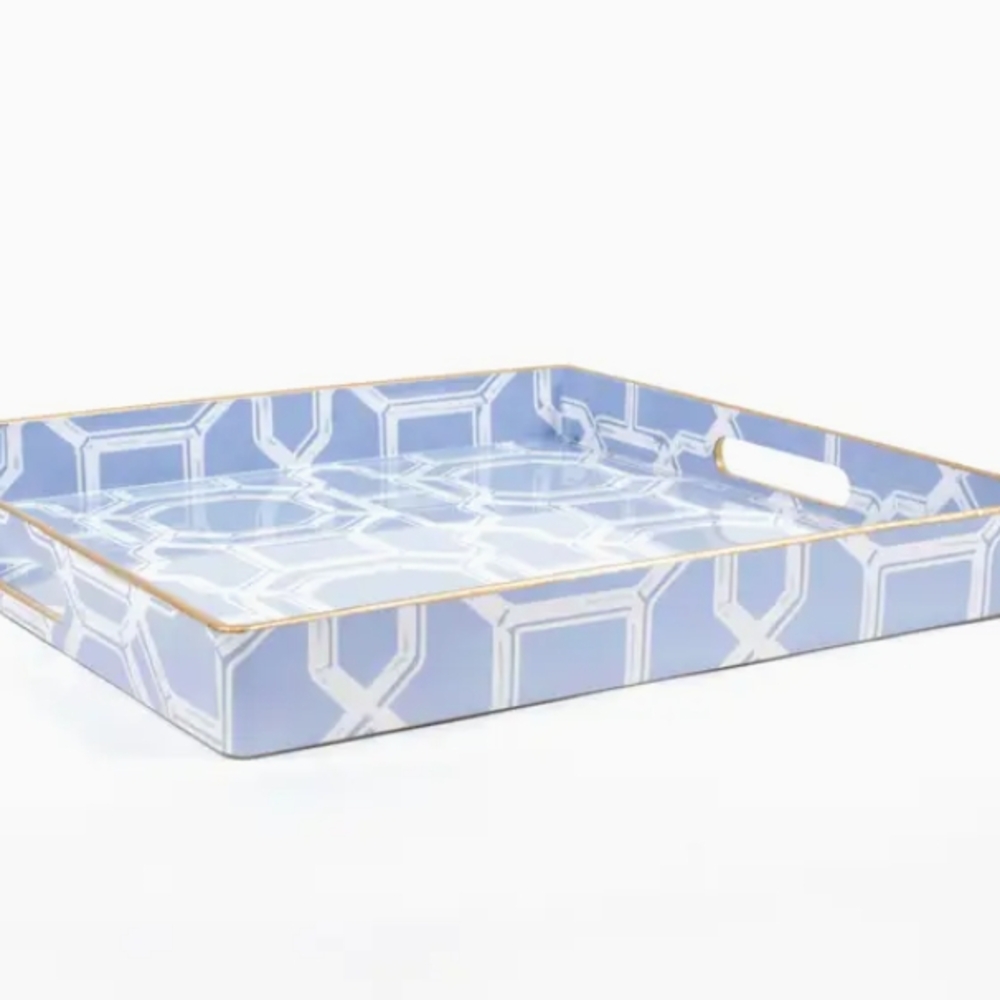 Blue Geometric Patterned Tray